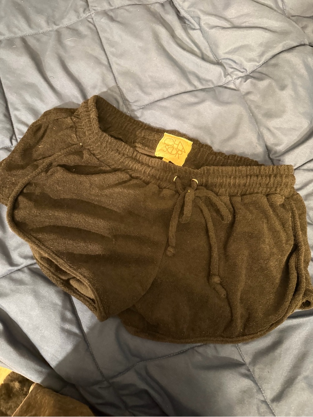 Chaser Black Terry Cloth Lounge Shorts